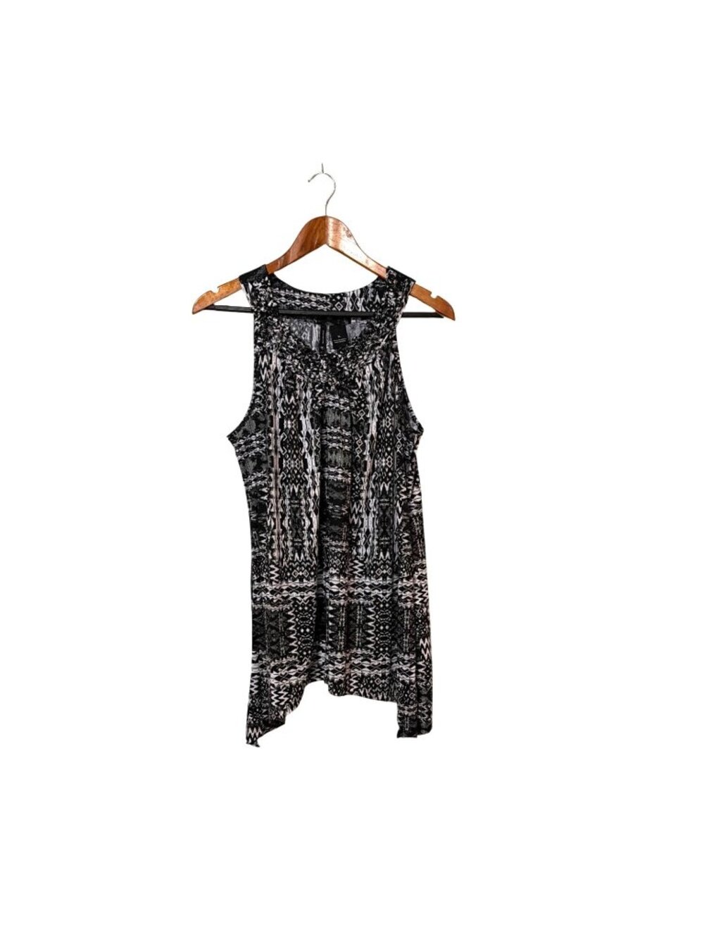 New Directions XL‎ Black & White Sleeveless Patterned shark bite hem